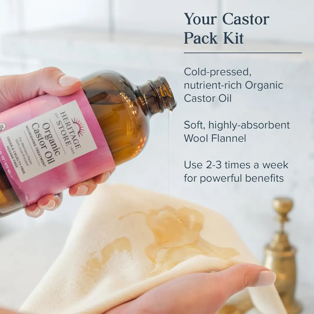 Heritage Store Organic Castor Oil & Compress Pack