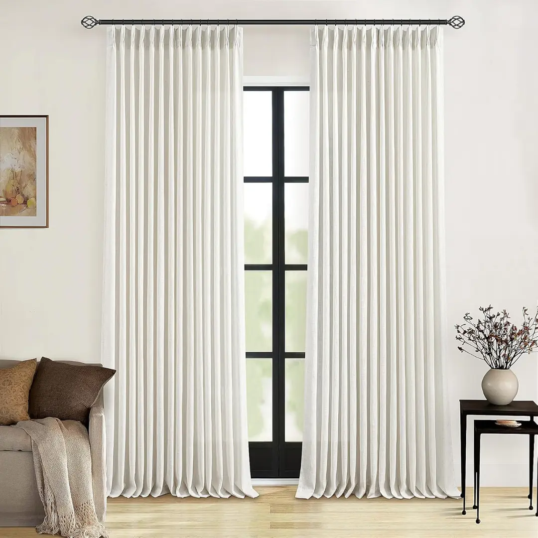 Central Park Natural Pleated Linen Curtains